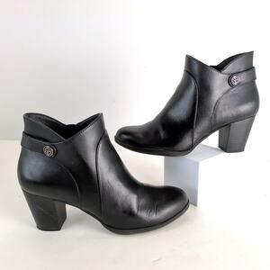 Giani Bernini Abalina Women's 8 Black Faux Leather Ankle Boot Bootie Memory Foam